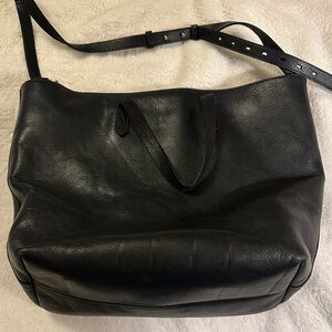 Madewell Classic Black Leather Messenger Bag